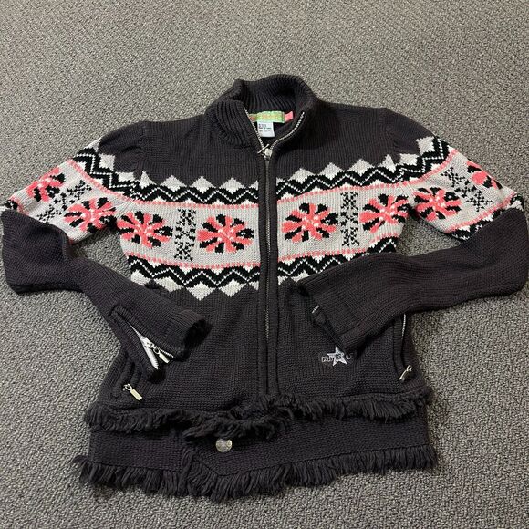 Cold As Ice Winter Sweater Womens S Gray Acrylic Wool Knit Full Zip Holiday - Picture 1 of 11